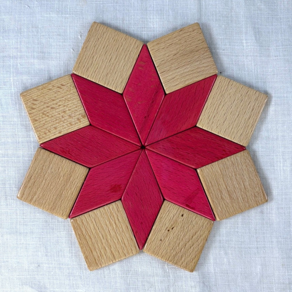 Vintage Wood Star Trivet Made in Germany US Zone